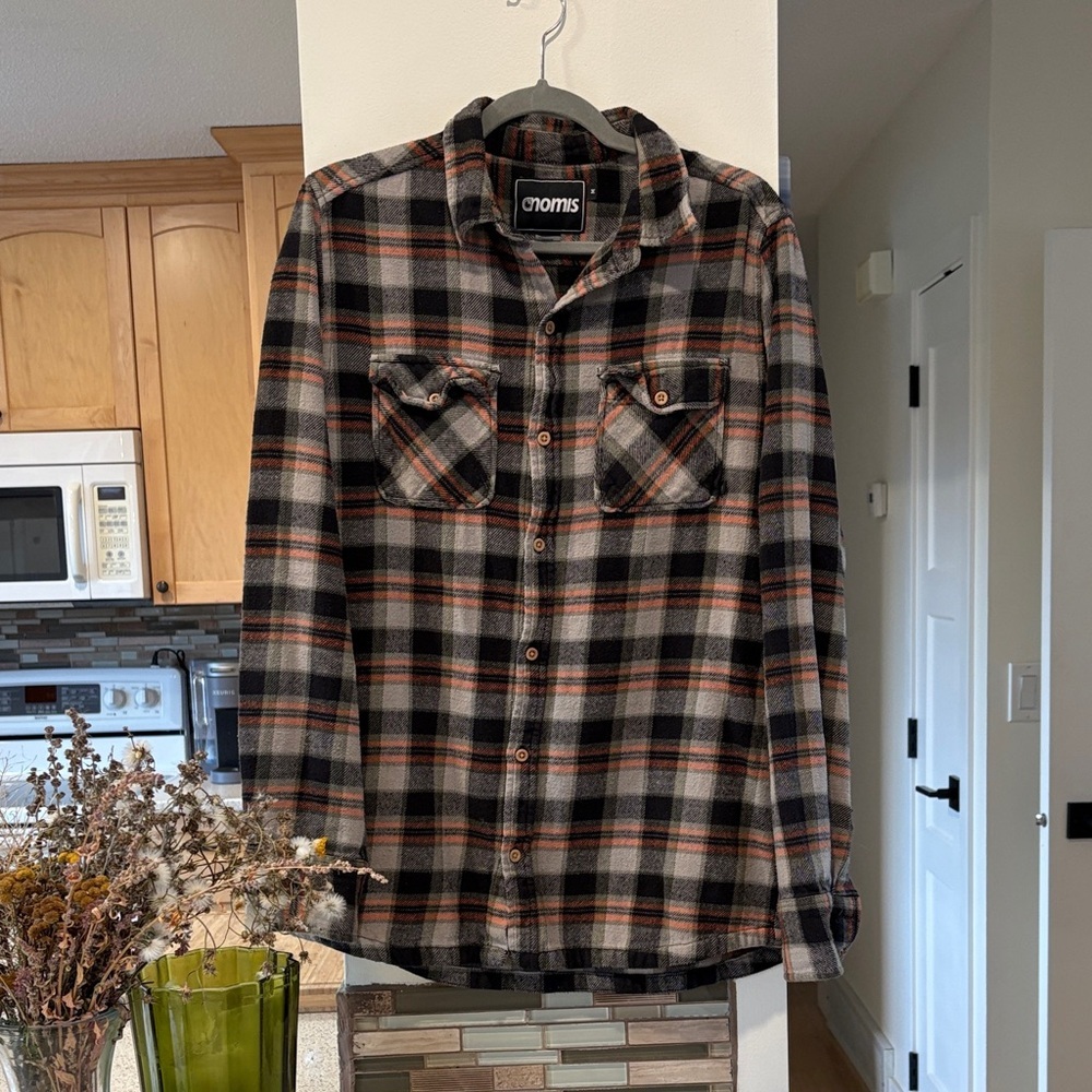 nomi Men's Black & Brown Plaid Flannel Shirt Jacket